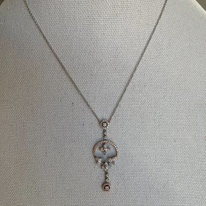 18CT  White & Rose GOLD Natural Diamond Necklace